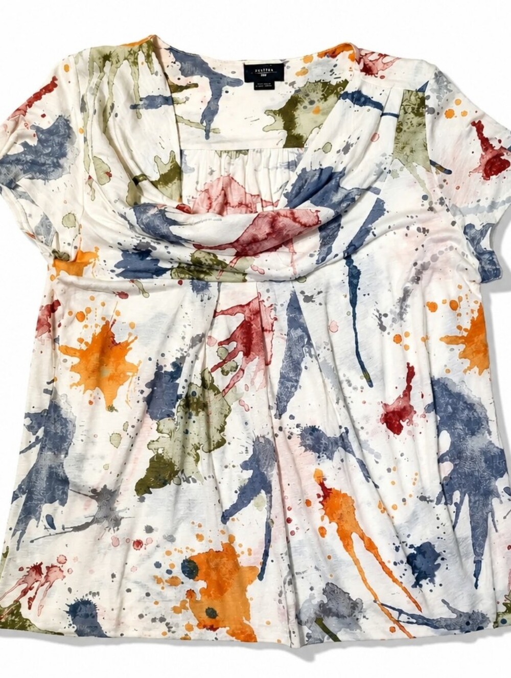 Vintage Anthropologie Deletta Artsy Art to Wear Tunic Shirt Pleated Vibrant